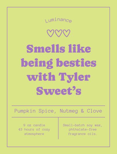 Candle Label Design Maker With a Smell Inspired by a Popular Singer 6826