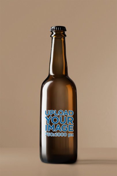 AI-Generated Mockup Featuring an Amber Beer Glass Bottle Standing Against a Colorful Background m40795