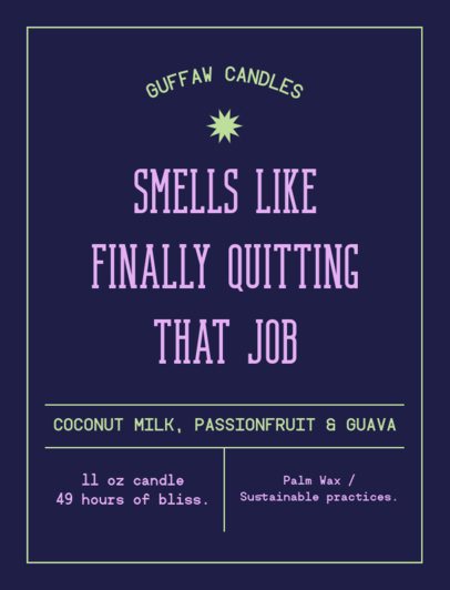 Palm Wax Candle Label Template With a Coconut Fragrance 6826g