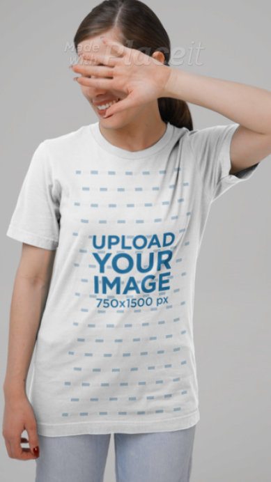 Bella Canvas Tee Video Featuring a Smiling Woman Hiding Her Face