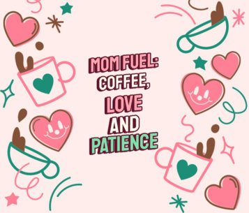 Illustrated Tumbler Wrap Template for Coffee Enthusiasts With Heart Graphics 6823g