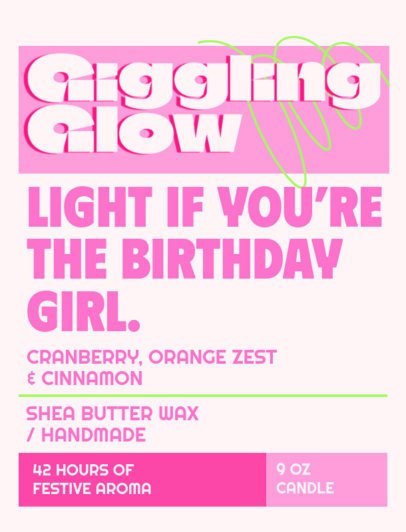 Candle Label Generator for a Birthday-Themed Fragrance 6825a