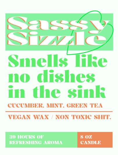 Candle Label Template for a Cucumber and Mint Aroma Theme 6825c