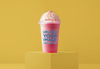 Sipper Glass Mockup Featuring an AI-Created Strawberry Smoothie m40922