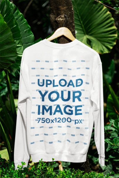 Hanging Gildan Sweatshirt Mockup Featuring a Nature Setting m39850