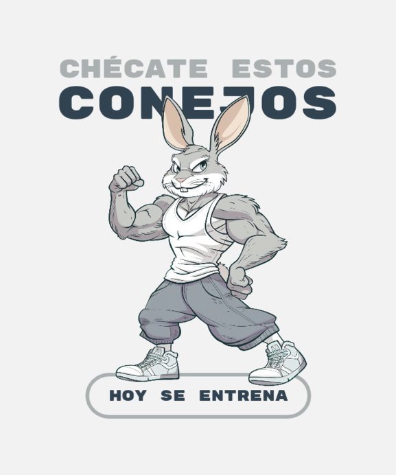 Placeit - T-Shirt Design Generator With a Strong Rabbit and a Fitness Quote