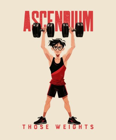 T-Shirt Design Template Featuring a Popular Wizard Boy Working Out 6832d