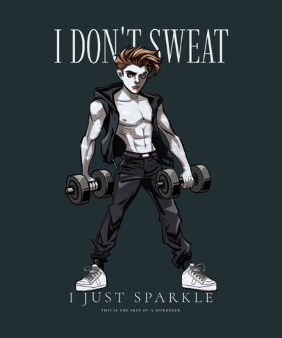 Gym-Themed T-Shirt Design Maker Featuring a Popular Vampire Lifting Weights 6832e