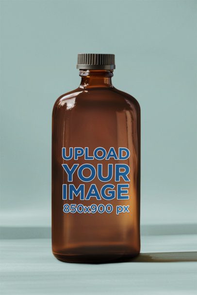Mockup of an AI-Generated Amber Glass Bottle Placed on a Colorful Surface m40800