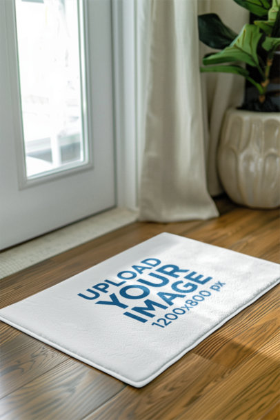 Mockup of an AI-Generated Mat Placed on a Wooden Floor Entrance m40766