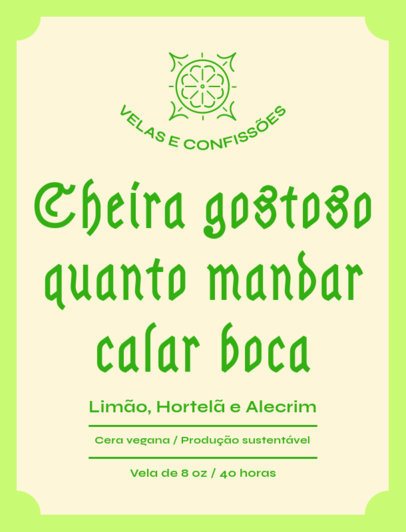 Candle Label Template Featuring a Vengan Product With a Lemon Scent 6827c