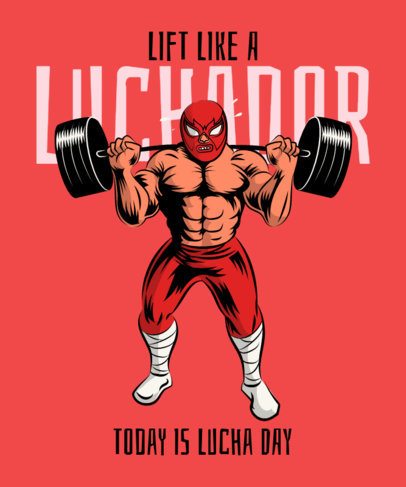 T-Shirt Design Template for Gym Rats Featuring a Masked Wrestler Lifting a Barbell