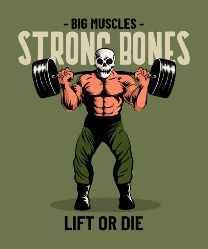 T-Shirt Design Generator for Gym Enthusiasts with a Muscular Character Lifting a Barbell