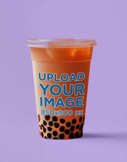 Mockup of an AI-Created Mockup Sipper Glass Filled With Bubble Tea m40883