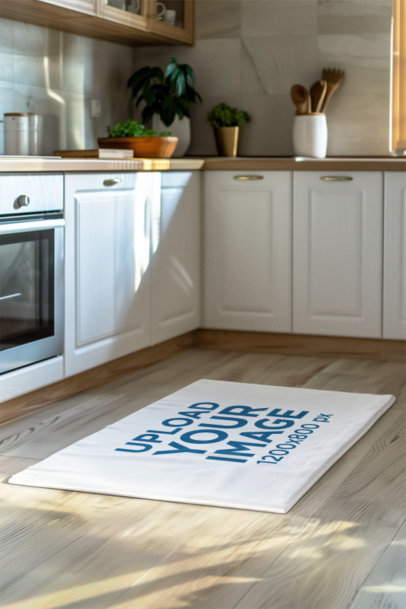 Mockup of an AI-Generated Mat Placed on a Kitchen Floor m40763