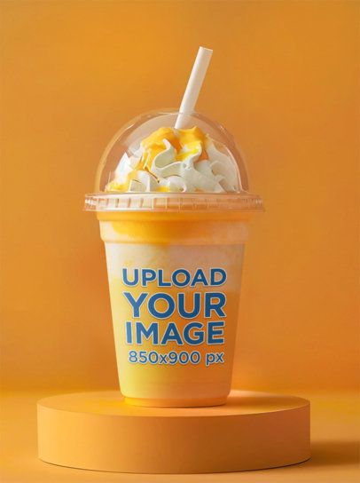 Sipper Glass Mockup Featuring an AI-Generated Smoothie Drink m40879