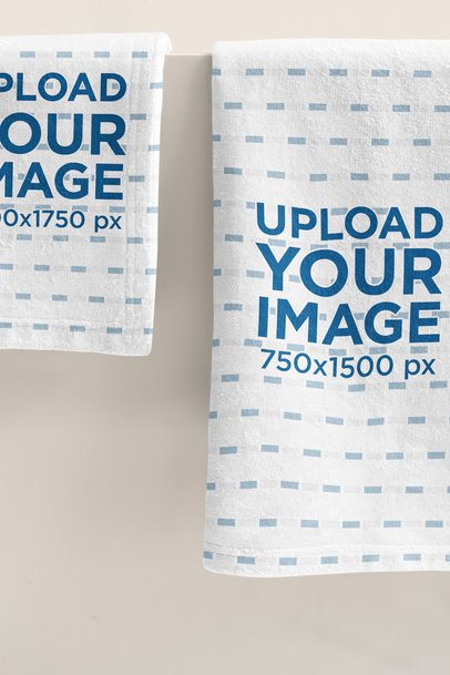 Home Decor Mockup Featuring a Hand Towel and a Beach Towel Hanging From a Drawer m40732