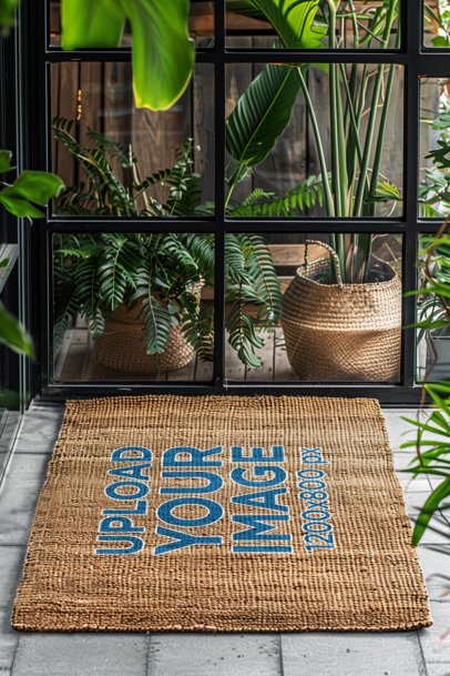 Home Decor Mockup Featuring an AI-Created Coir Door Mat Lying on a House Floor m40787