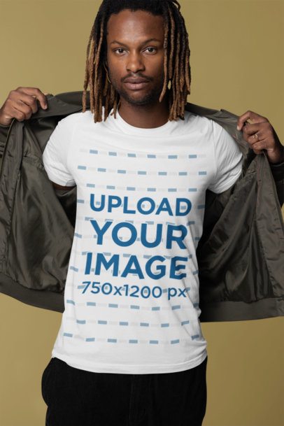 Bella Canvas Tee Mockup of a Man Putting On a Garment on Top