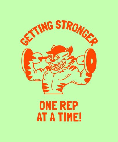 T-Shirt Design Creator Featuring a Fitness Tiger Illustration for Gym Enthusiasts