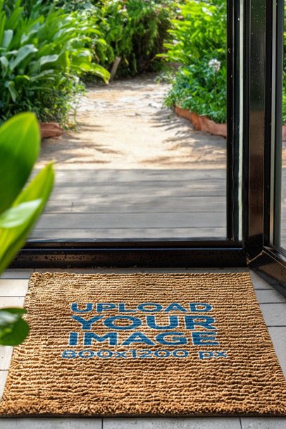 Home Decor Mockup Featuring an AI-Created Coconut Fiber Mat Placed on a Floor Entrance m40791