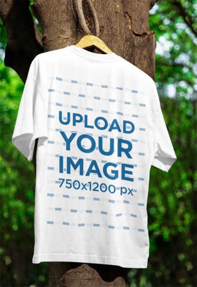 Mockup of an Oversized Tee Hanging from a Tree  m39840