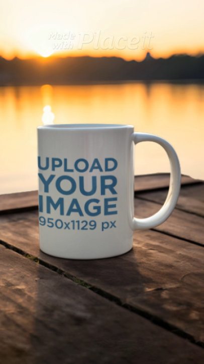 Video of an AI-Created Coffee Mug Placed Near a Lake