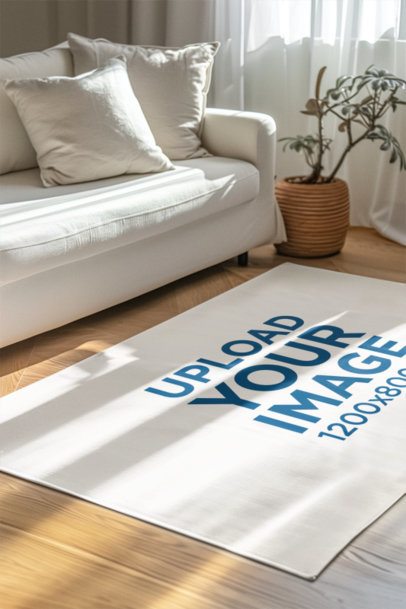 AI-Created Mockup Featuring a Floor Mat Placed on a Living Room