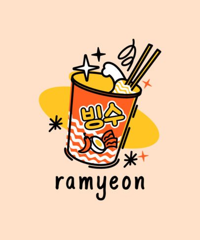 T-Shirt Design Creator Featuring a Popular Ramyeon  With a Korean Dish Theme 6835b
