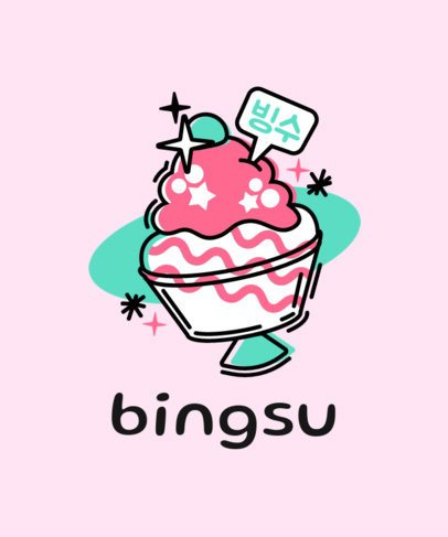 T-Shirt Design Template With a Korean Ice Dessert Illustration 6835c