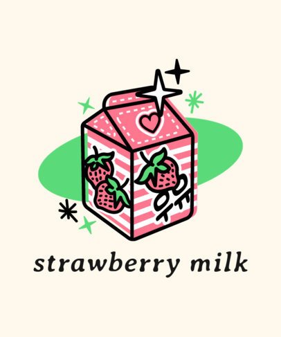Korean Food T-Shirt Design Maker With a Strawberry Milk Graphic 6835d