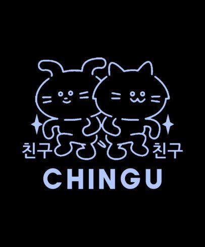 T-Shirt Design Template With a Korean Theme and Two Furry Friends Illustrations 6834c