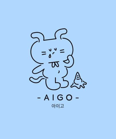 T-Shirt Design Generator With a Korean Phrase and a Dog Graphic 6834e