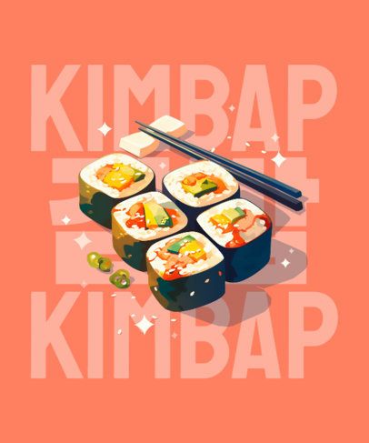 Korean-Inspired T-Shirt Design Template Featuring Illustrated Sushi