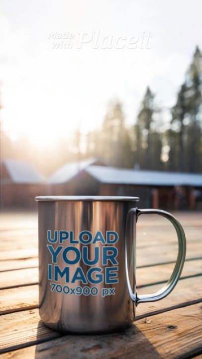 Video of an AI-Generated Aluminum Mug in an Outdoor Setting