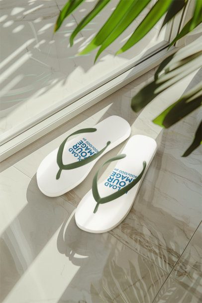 Mockup of AI-Generated Flip Flops Placed on a Marble Floor m50111