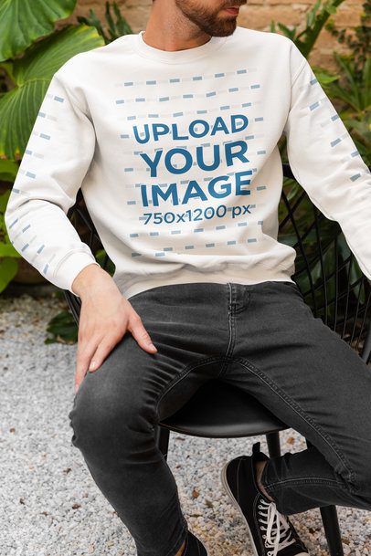 Gildan Sweatshirt Mockup Featuring a Cropped-Face Man in a Homemade Feel Style