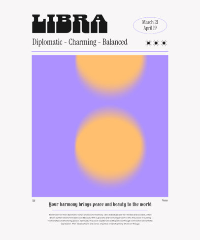 T-Shirt Design Creator for a Libra Zodiac Sign Featuring a Gradient Illustration 6844j