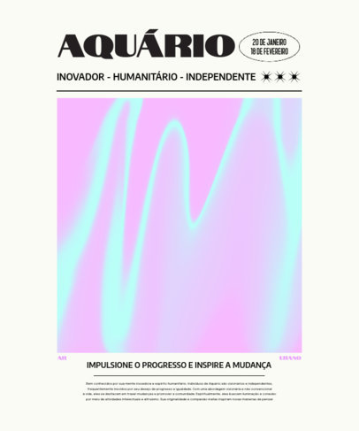 T-Shirt Design Template Featuring a Gradient Wavy Illustration for an Aquarius Zodiac Sign 6844g