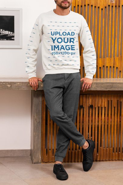 Homemade Feel Mockup of a Bearded Cropped-Face Man With a Gildan Sweatshirt