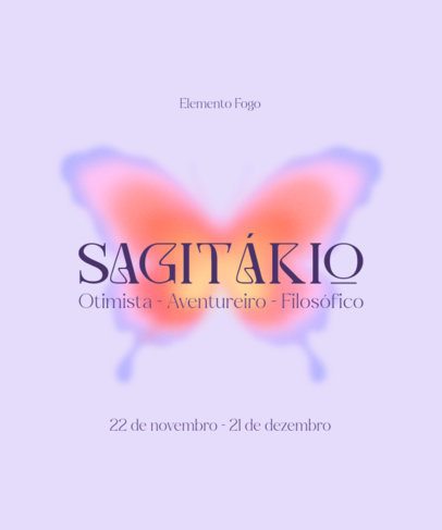 T-Shirt Design Template with a Colorful Butterfly and Zodiac-Themed Text 6843a