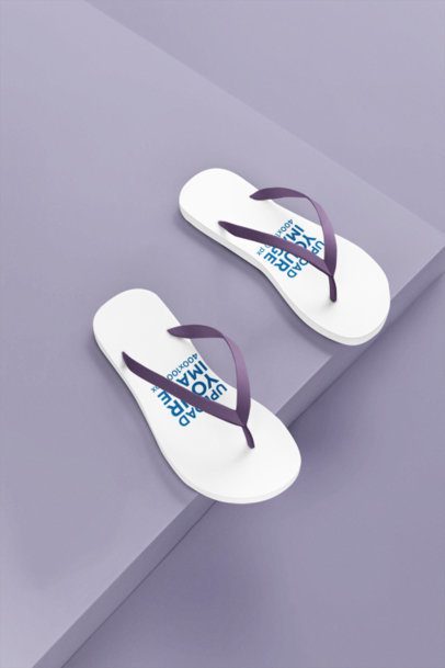Footwear Mockup Featuring a Pair of AI-Created Flip Flops in a Customizable Background m50120