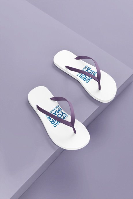 Footwear Mockup Featuring a Pair of AI-Created Flip Flops in a Customizable Background