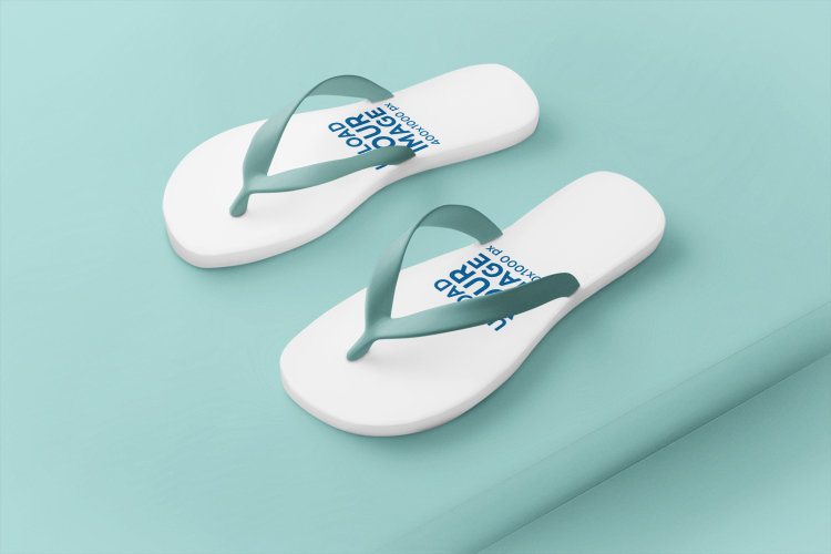 Footwear Mockup Featuring Two AI-Created Flip Flops in a Colorful Backdrop