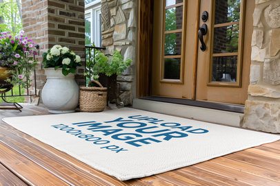 AI-Generated Mockup Featuring a Doormat Placed in a House Entrance m40804