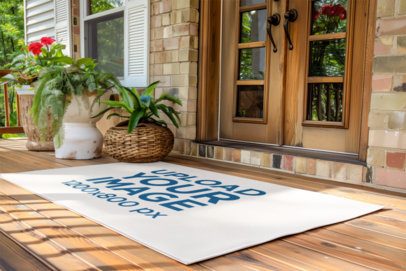 Sublimated Mockup Featuring an AI-Created Doormat Placed on a House Entrance m40805
