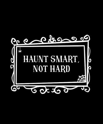 Mischievous Character-Inspired T-Shirt Design Creator with a Quote in a Frame with Spiders