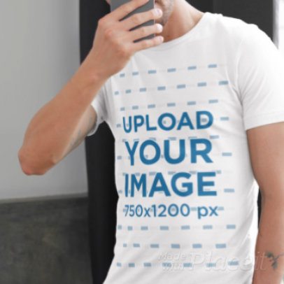 Front-and-Back Video of a Man Wearing a Rounded-Neck Bella Canvas Tee