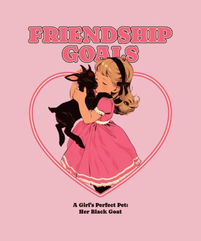 T-Shirt Design Maker Featuring an Illustrated Girl With an Evil Black Goat 7009