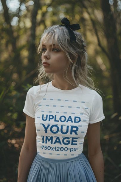 T-Shirt Mockup of an AI-Generated Woman Inspired by a Fantasy Movie